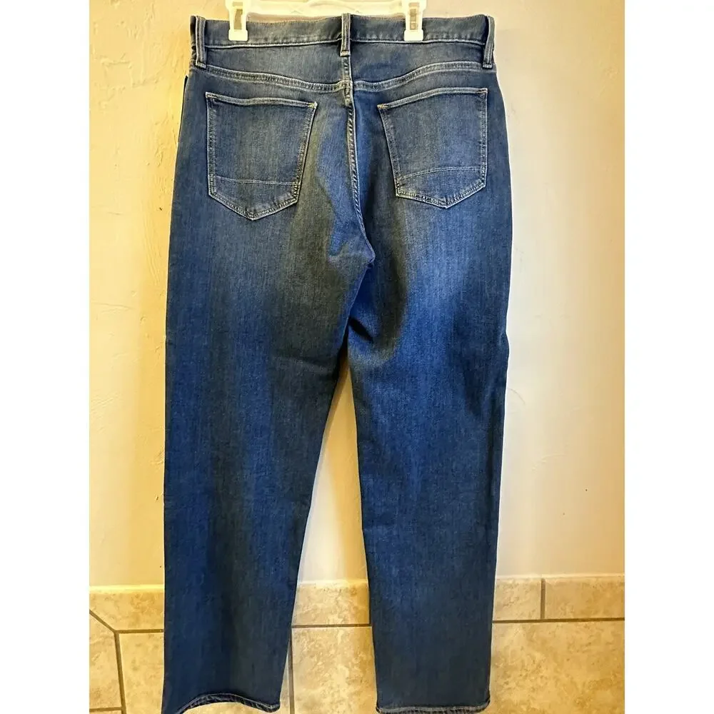 NWT Banana Republic Travel Mens 35x34 Blue Straight Fit Flex ￼Stretch Denim Jean